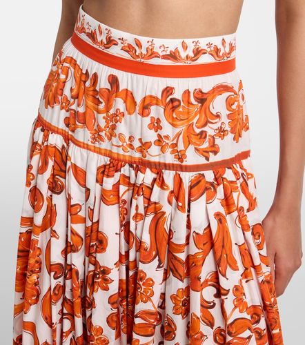Jupe longue Majolica en popeline de coton - Dolce&Gabbana - Modalova