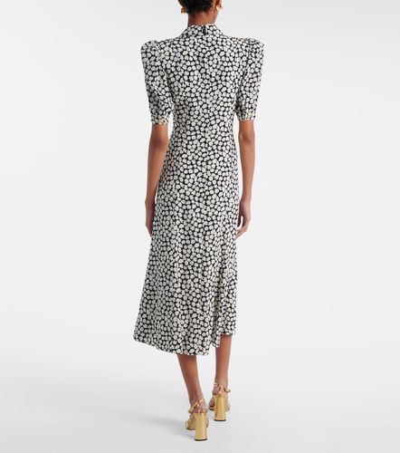 Robe midi en soie à fleurs - Alessandra Rich - Modalova