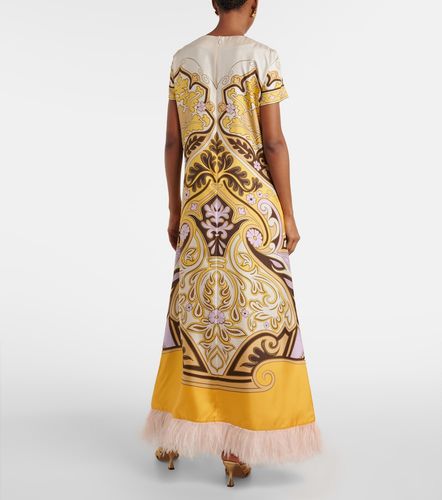 Robe longue imprimée en soie à plumes - La DoubleJ - Modalova