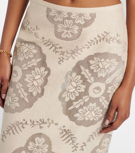 Jupe midi en coton mélangé à fleurs - Valentino - Modalova