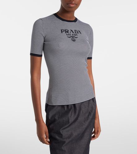 Prada Pull rayé en soie à logo - Prada - Modalova