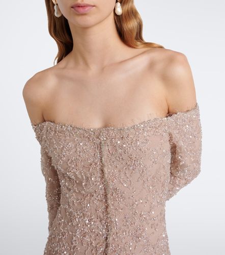 Robe longue en dentelle à sequins - Marmar Halim - Modalova