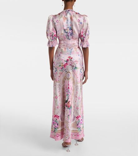 Robe midi imprimée en soie et dentelle - Camilla - Modalova