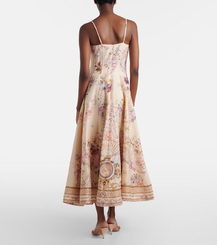 Robe midi en lin et soie imprimée - Camilla - Modalova