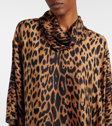 Robe longue en soie à imprimé léopard - Gucci - Modalova