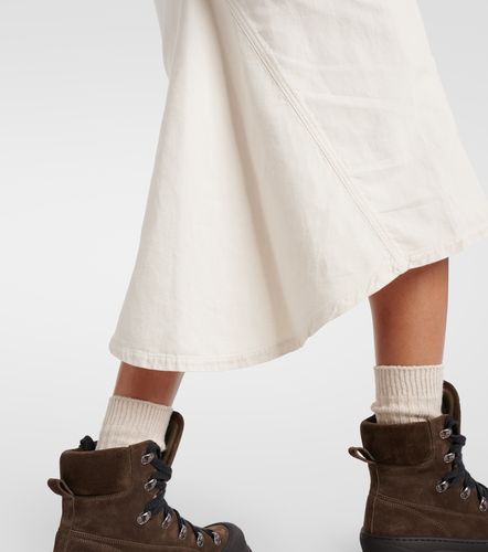 Jupe midi en coton et lin - Brunello Cucinelli - Modalova