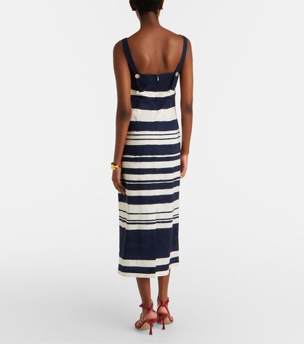 Robe midi Ella rayée en lin mélangé - Veronica Beard - Modalova