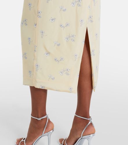 Robe midi en soie à fleurs - Alessandra Rich - Modalova