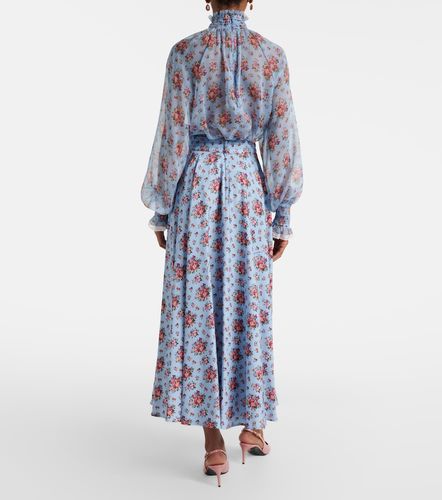Jupe midi en soie mélangée à fleurs - Dolce&Gabbana - Modalova