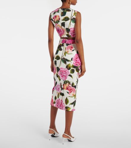 Top raccourci en coton mélangé à fleurs - Dolce&Gabbana - Modalova