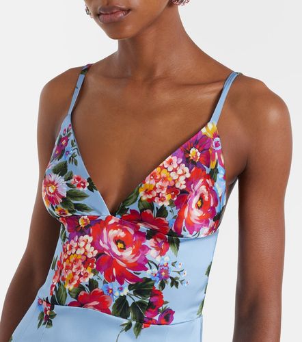 Robe midi en satin à fleurs - Dolce&Gabbana - Modalova