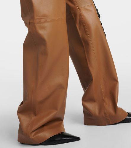 Pantalon ample taille haute en cuir - Yves Salomon - Modalova