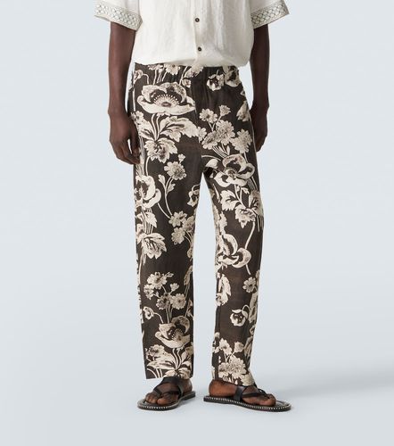 Pantalon droit en lin à fleurs - Commas - Modalova