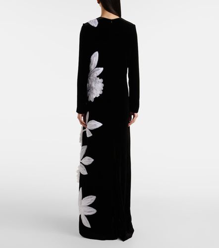 Robe longue en crêpe à fleurs - Costarellos - Modalova