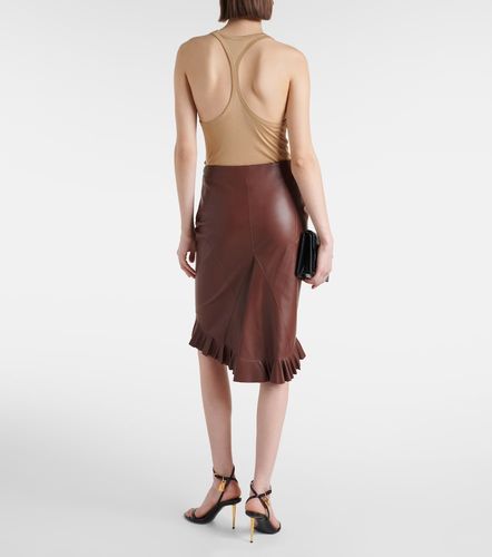 Jupe midi en cuir à volants - Tom Ford - Modalova