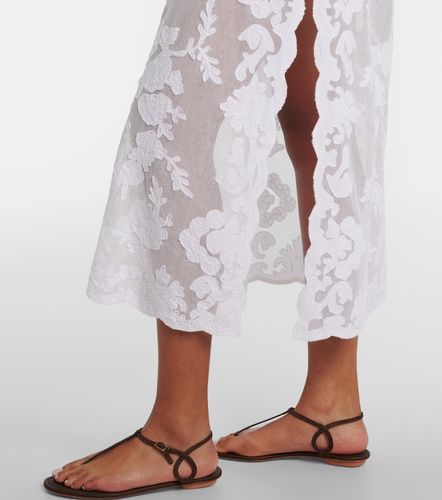 Cafetan brodé en coton transparent - Juliet Dunn - Modalova