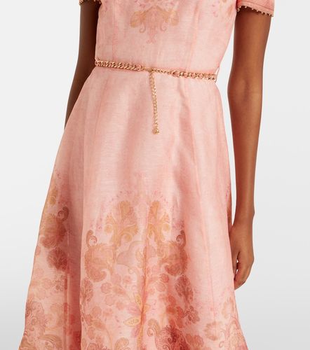 Robe midi en lin et soie imprimée - Zimmermann - Modalova
