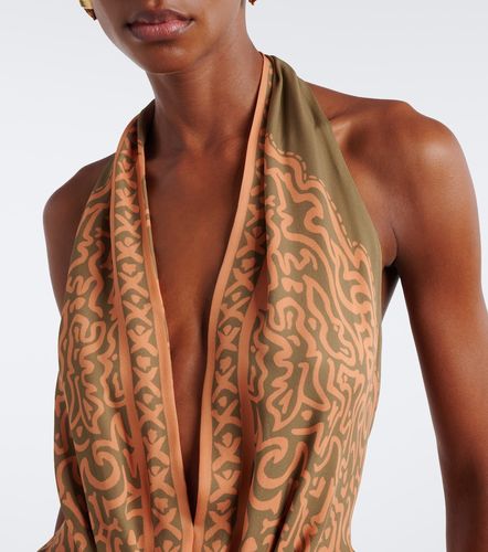 Robe longue en soie à imprimé - Johanna Ortiz - Modalova