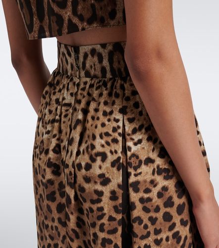 Jupe midi en coton à imprimé léopard - Dolce&Gabbana - Modalova