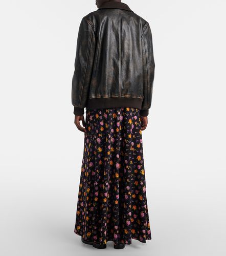 Jupe longue en charmeuse de soie mélangée à fleurs - Dolce&Gabbana - Modalova
