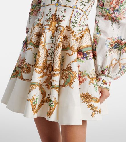 Robe bustier en lin et soie à fleurs - Camilla - Modalova