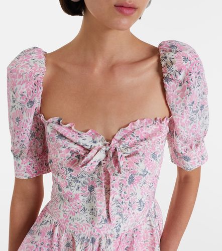Robe péplum en soie à fleurs - Alessandra Rich - Modalova