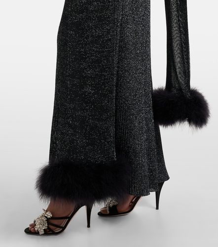Robe longue en lamé et plumes - Valentino - Modalova