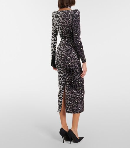 Robe midi en velours à imprimé léopard - Alex Perry - Modalova