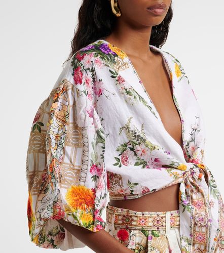Top cropped en lin à imprimé floral - Camilla - Modalova