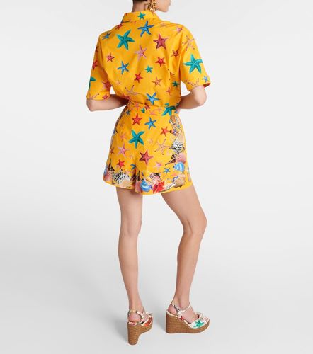 Short Capri taille haute en coton imprimé - Dolce&Gabbana - Modalova