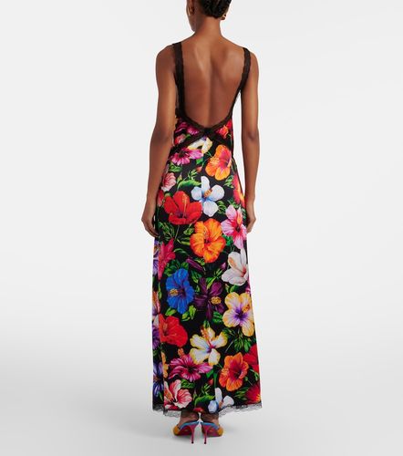 Robe longue en soie mélangée à dentelle - Dolce&Gabbana - Modalova