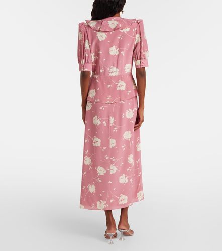 Robe midi en soie à fleurs - Alessandra Rich - Modalova