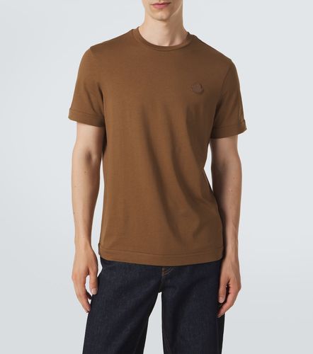 T-shirt en coton à détail en cuir - Moncler - Modalova