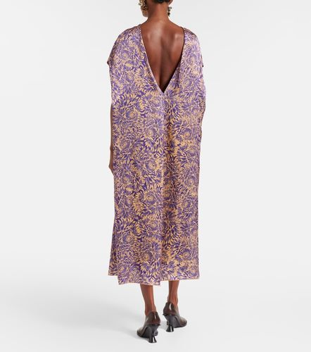 Robe midi en satin de soie à fleurs - Dries Van Noten - Modalova
