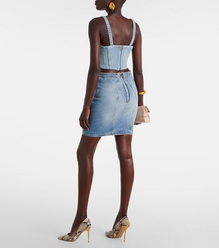 Balmain Bustier cropped en denim - Balmain - Modalova