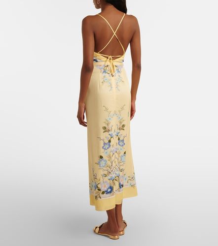 Robe longue en satin de soie à fleurs - Self-Portrait - Modalova