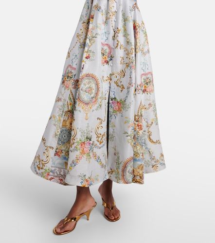 Robe midi imprimée en lin et soie - Camilla - Modalova