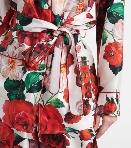 Chemise en satin de soie à fleurs - Dolce&Gabbana - Modalova