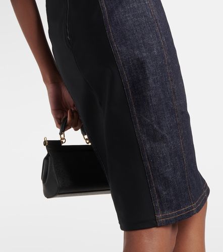 Robe midi en denim à logo brodé - Dolce&Gabbana - Modalova