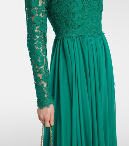Robe longue en dentelle et soie mélangée - Dolce&Gabbana - Modalova