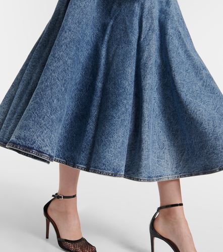 Alaïa Jupe midi en denim et jersey de coton - Alaia - Modalova