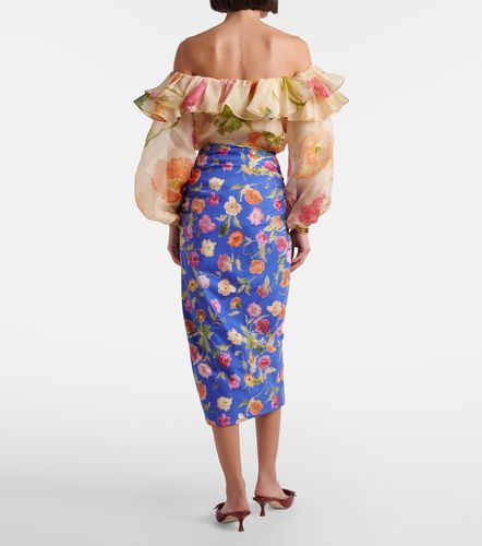 Jupe midi en coton mélangé à fleurs - Carolina Herrera - Modalova