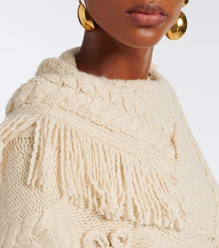 Poncho Kacie en laine mélangée à franges - Marant Etoile - Modalova