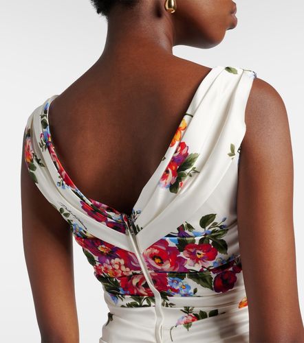 Robe midi en satin à fleurs - Dolce&Gabbana - Modalova