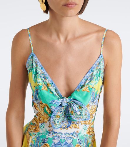 Robe longue en soie à imprimé - Camilla - Modalova