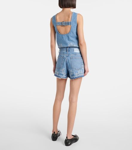 Ganni Short en jean brodé - Ganni - Modalova