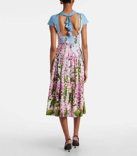 Robe midi en coton mélangé à fleurs - Oscar de la Renta - Modalova