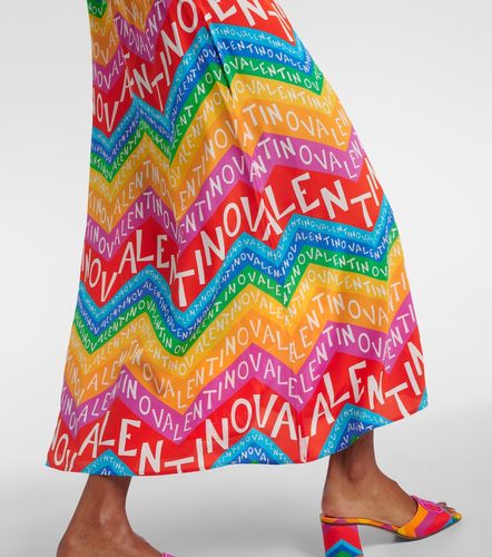 Robe longue asymétrique en soie à logo - Valentino - Modalova
