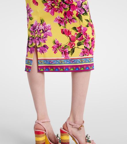 Robe midi Taormina en soie mélangée à fleurs - Dolce&Gabbana - Modalova