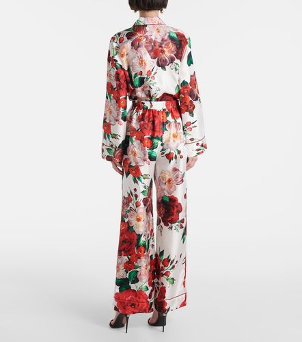 Pantalon ample en satin de soie à fleurs - Dolce&Gabbana - Modalova